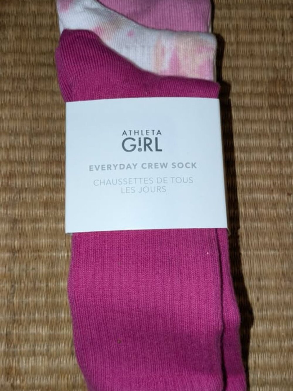 NEW w/Tags-Athleta Girl 3 Pack 3 Shades Pink Everyday Crew Sock Size M/L (3-6Y)